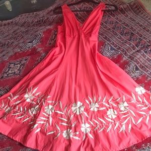 Eshakti Floral Hem Seamed Empire Poplin Dress M/8